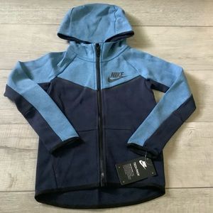Nike boys 2 tone blue full zip TECH PACK hooded jacket size 5(NWT)